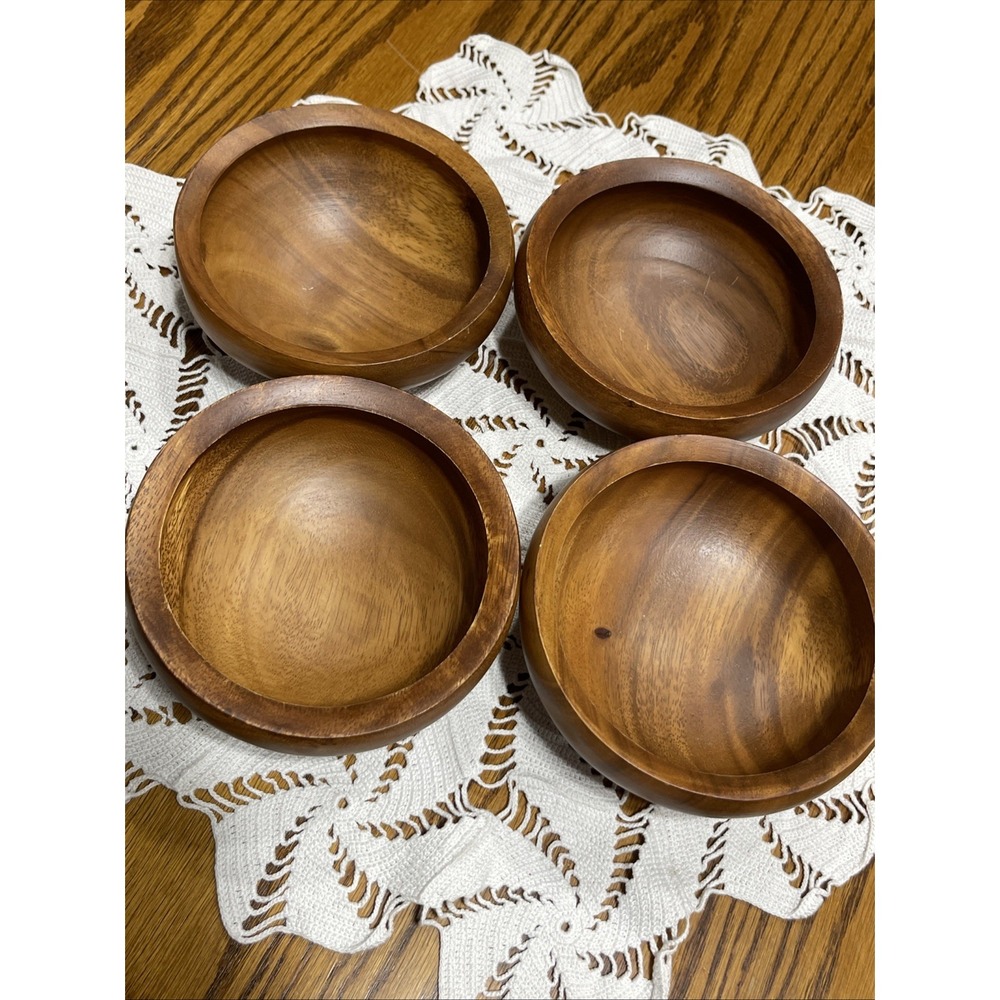 Set of Four Stamped Dansk Individual Wood Salad Bowls Philippines